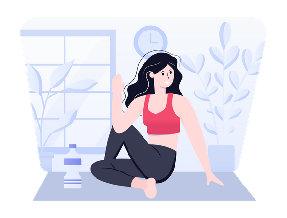 Halber Lord Pose von Yoga-Trainer  Illustration