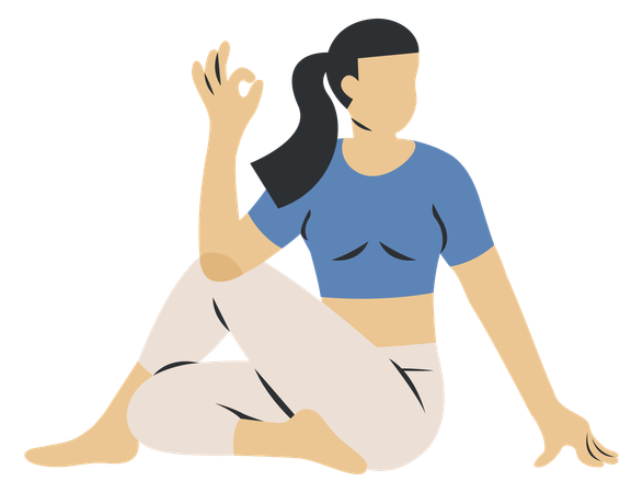 Half Spinal Twist Yoga  Illustration