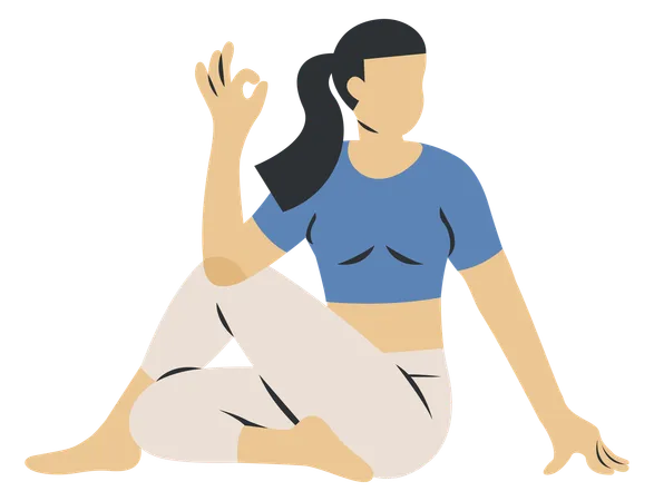 Half Spinal Twist Yoga  Illustration