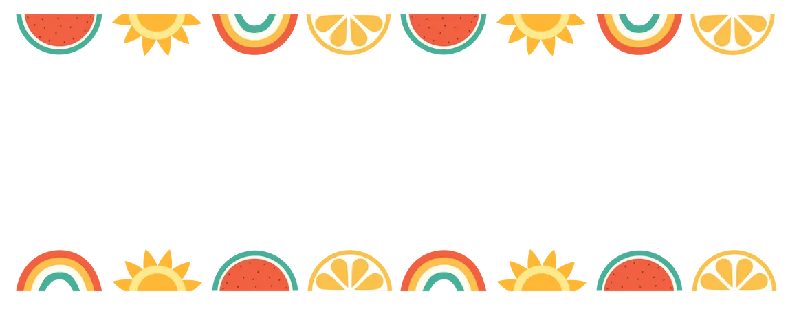 Hallo Sommer Banner Design Vorlage Mit Wassermelone Sonne Donut Und Regenbogen Vektor Illustration Illustration
