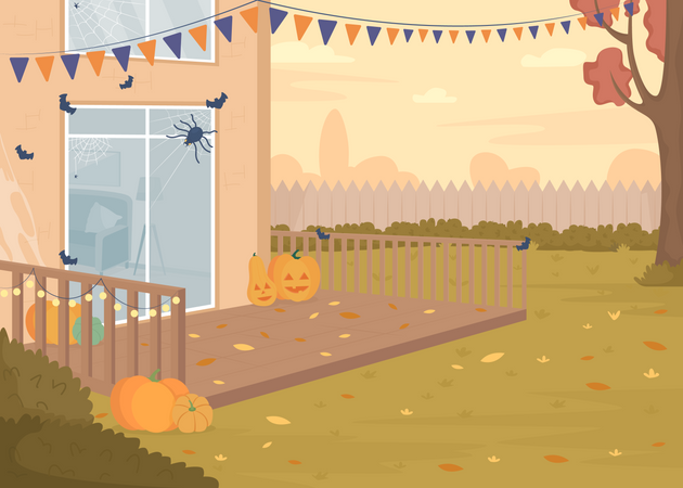 Halloween backyard party  Illustration