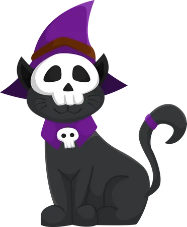Scary Halloween Cat Costume Skeleton Character Design Illustration Illustration