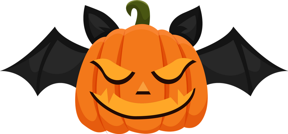 Citrouille d'Halloween avec chauve-souris  Illustration