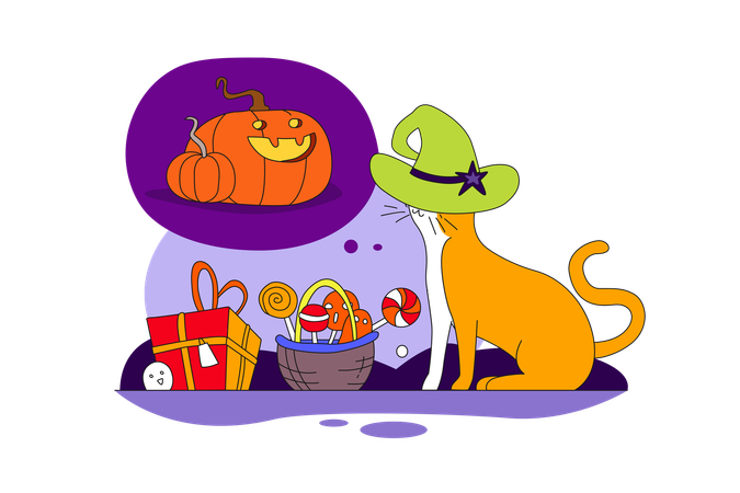 Coffrets cadeaux et animaux de compagnie d'Halloween  Illustration