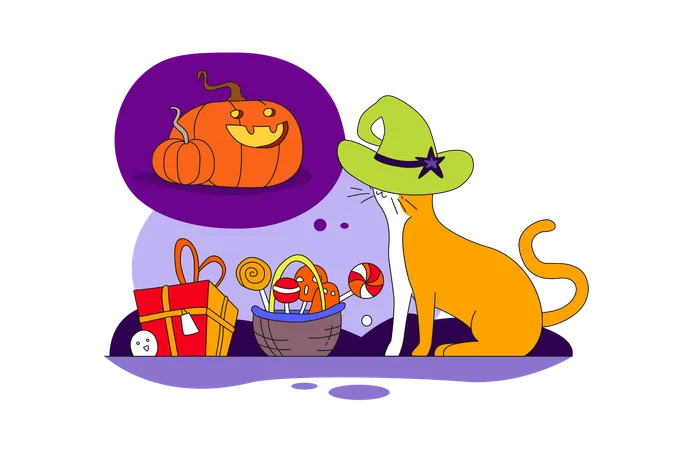 Coffrets cadeaux et animaux de compagnie d'Halloween  Illustration