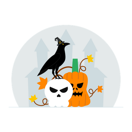 Halloween crow  Illustration