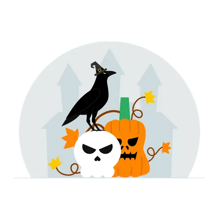 Halloween crow  Illustration