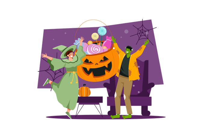 Des bonbons ou un sort pour Halloween  Illustration