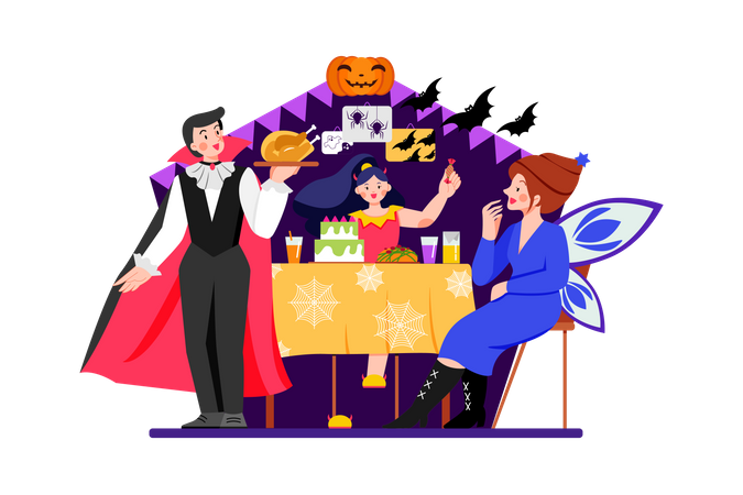 Halloween dinner Illustration
