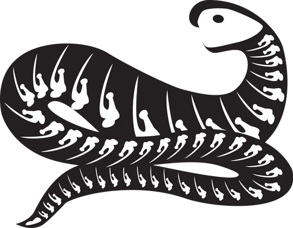 Esqueleto de serpiente aterrador de Halloween  Ilustración