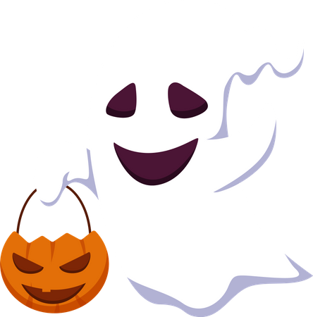 Fantasma de Halloween segurando abóbora  Ilustração