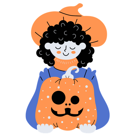 Halloween farmer with pumpkin  Illustration