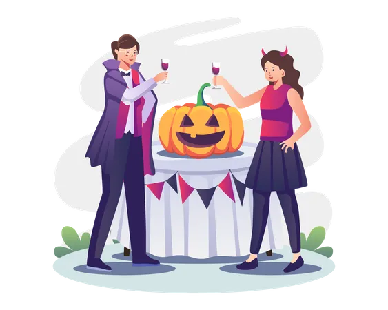 Halloween-Feier für Paare  Illustration