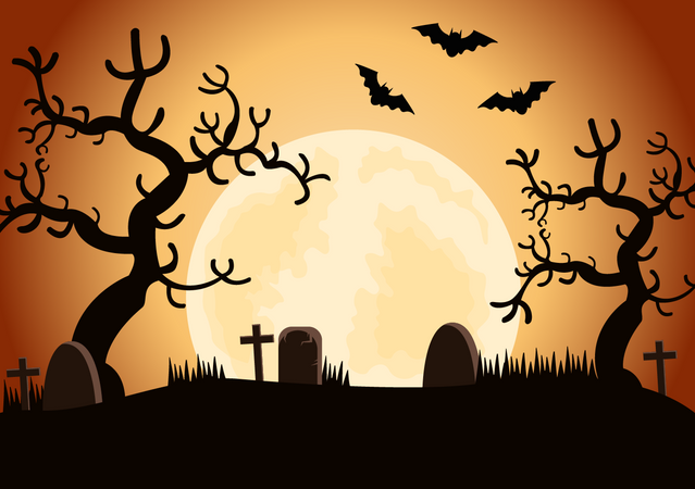 Halloween-Friedhof  Illustration