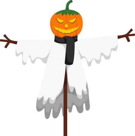 Halloween Geist mit Kürbiskopf  Illustration