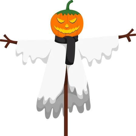 Halloween Geist mit Kürbiskopf  Illustration