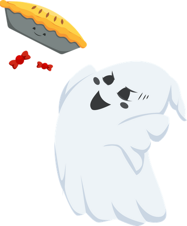 Halloween Ghost with pie cake  Illustration