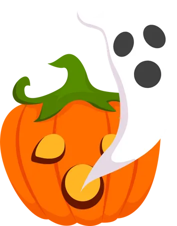 Halloween Ghost with Pumpkin Illustration