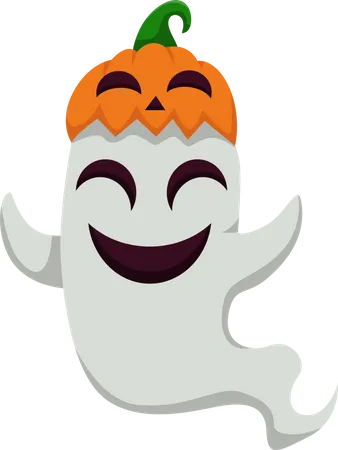 Halloween Ghost with Pumpkin Hat  Illustration