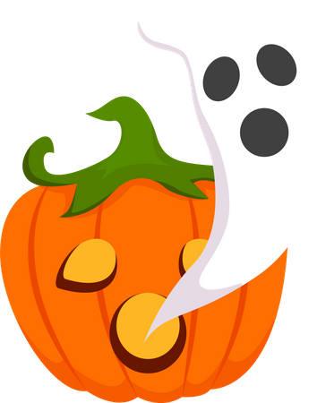 Halloween Ghost with Pumpkin  Illustration