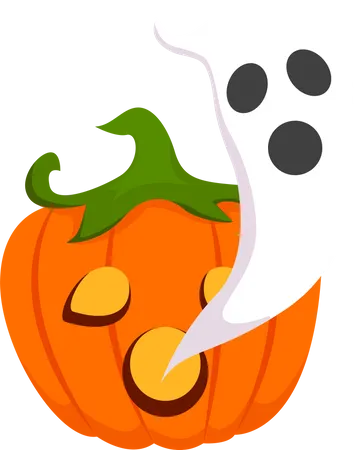 Halloween Ghost with Pumpkin  Illustration