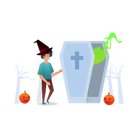 Halloween Graveyard  Illustration