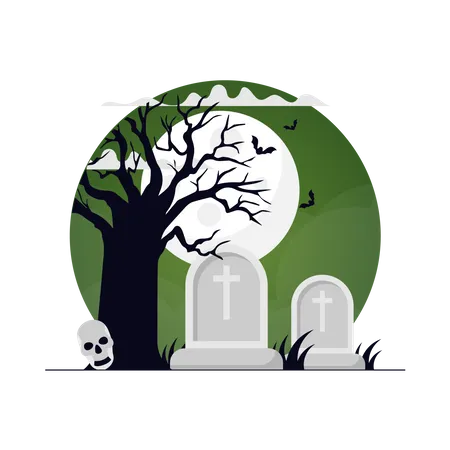 Halloween Graveyard  Illustration