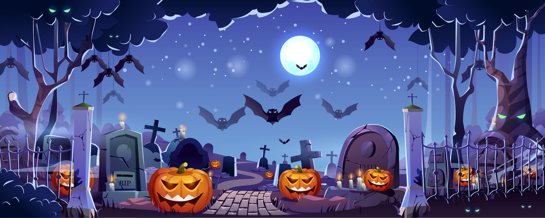 Halloween graveyard  Illustration