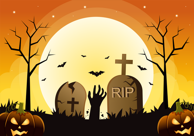 Halloween Graveyard  Illustration