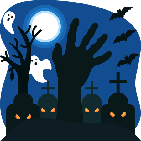 Halloween graveyard  Illustration