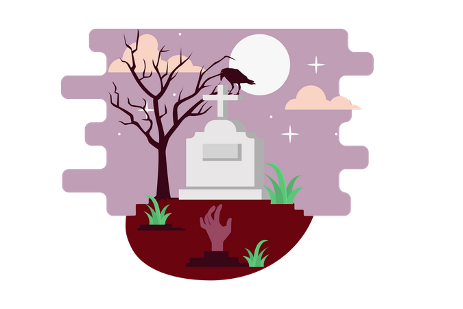 Halloween Graveyard  Illustration