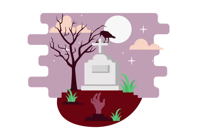 Halloween Graveyard  Illustration