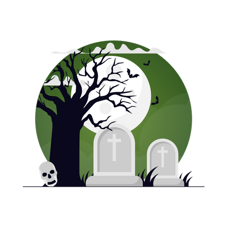 Halloween Graveyard  Illustration