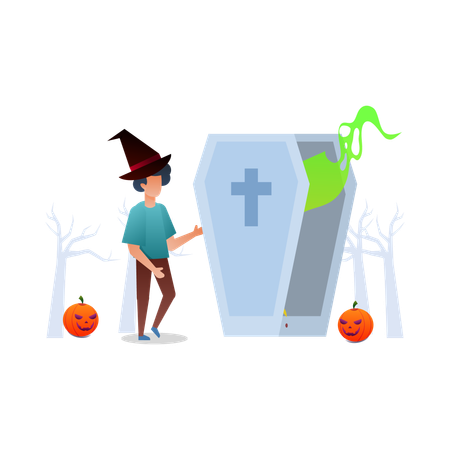 Halloween Graveyard  Illustration