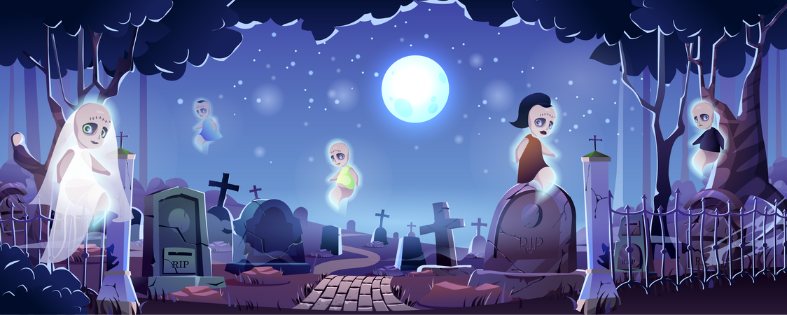 Halloween graveyard  Illustration