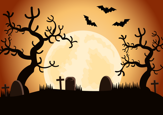 Halloween Graveyard  Illustration