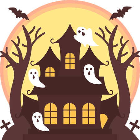Halloween haunted house  Illustration
