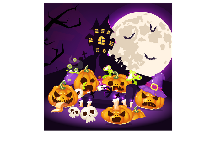 Halloween haunted house Illustration