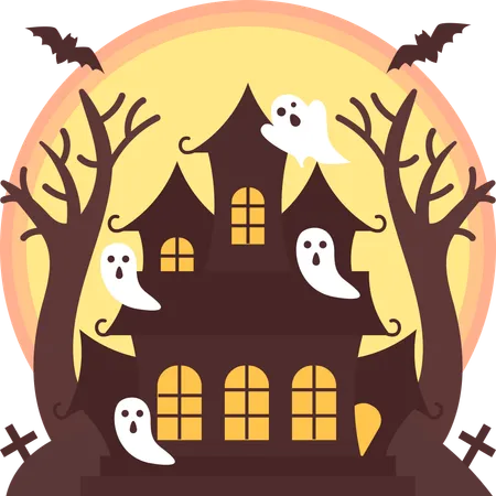 Halloween haunted house  Illustration