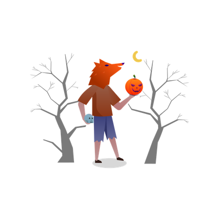 Hombre lobo de halloween  Ilustración