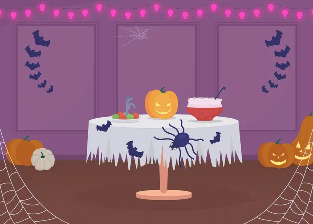 Halloween home party arrangement  Illustration