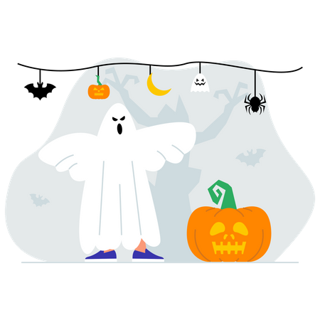 Homem fantasma de Halloween  Illustration