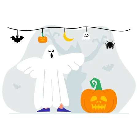 Homme fantôme d'Halloween  Illustration