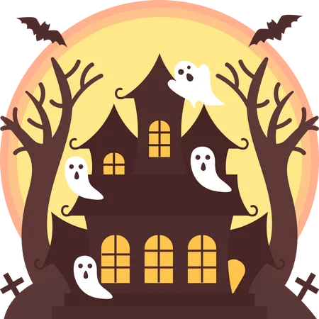 Halloween Haunted House Illustration Illustration