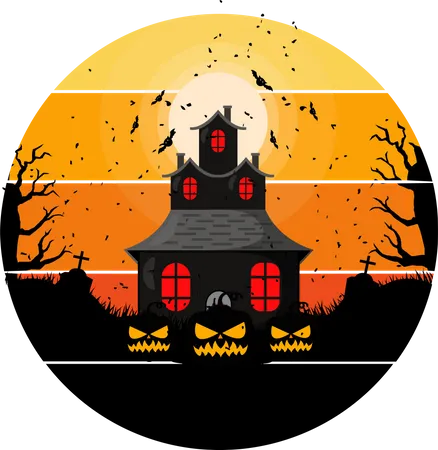 Halloween House Illustration