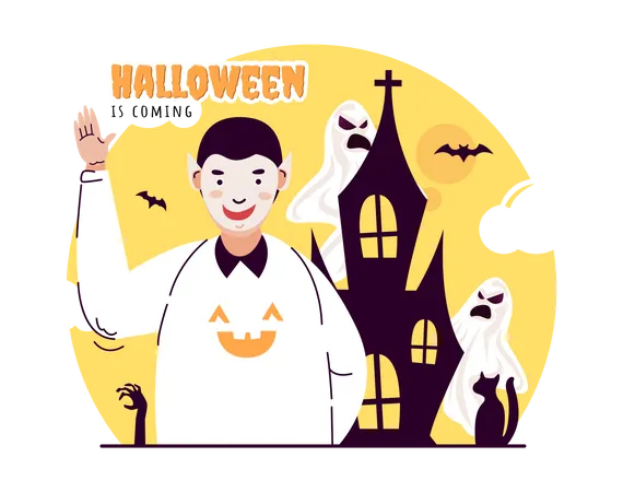 Festival And Holiday Illustration Of Halloween Party Dress Up For Invitation Greeting Post Poster Banner And Other Illustration
