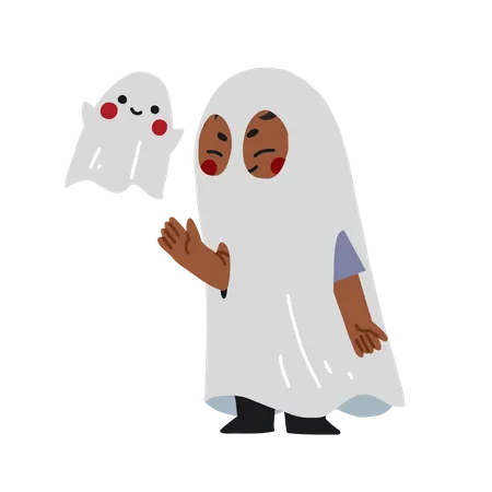 Halloween Kid Ghost Costume  Illustration