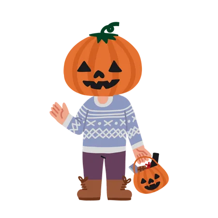 Halloween Kid Jack-O-lantern Costume  Illustration