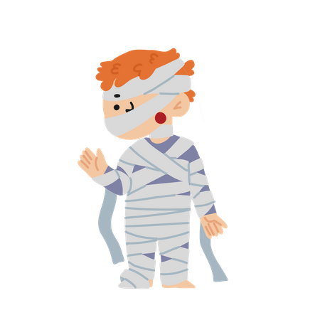 Halloween Kid Mummy Costume  Illustration