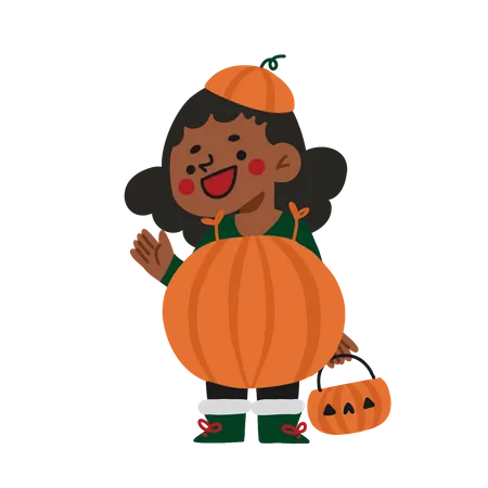 Halloween Kid Pumpkin Costume  Illustration